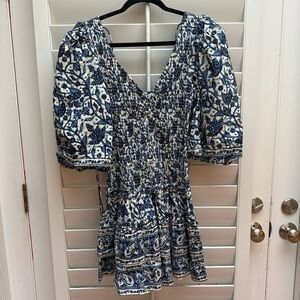Blue and White Floral Mini Dress